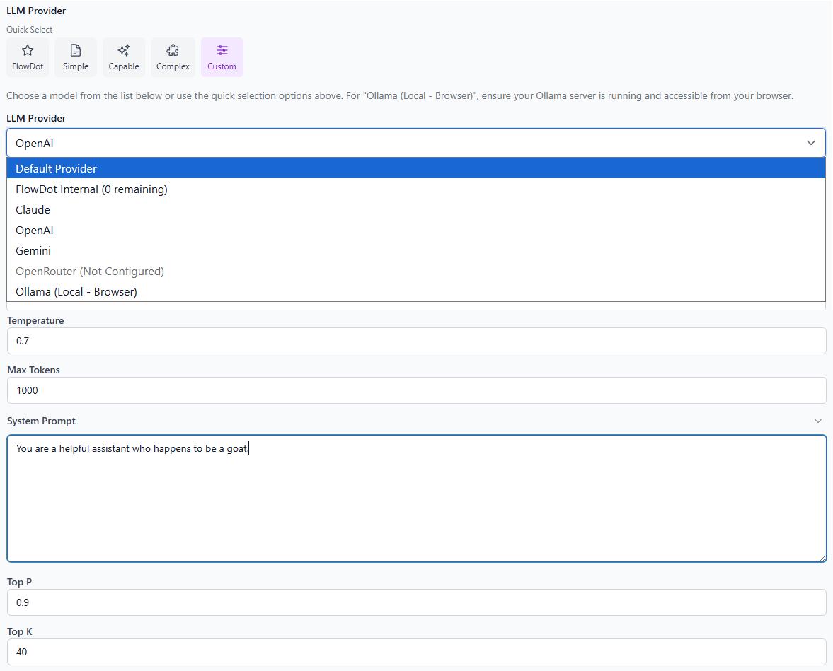 AI Parameters Control